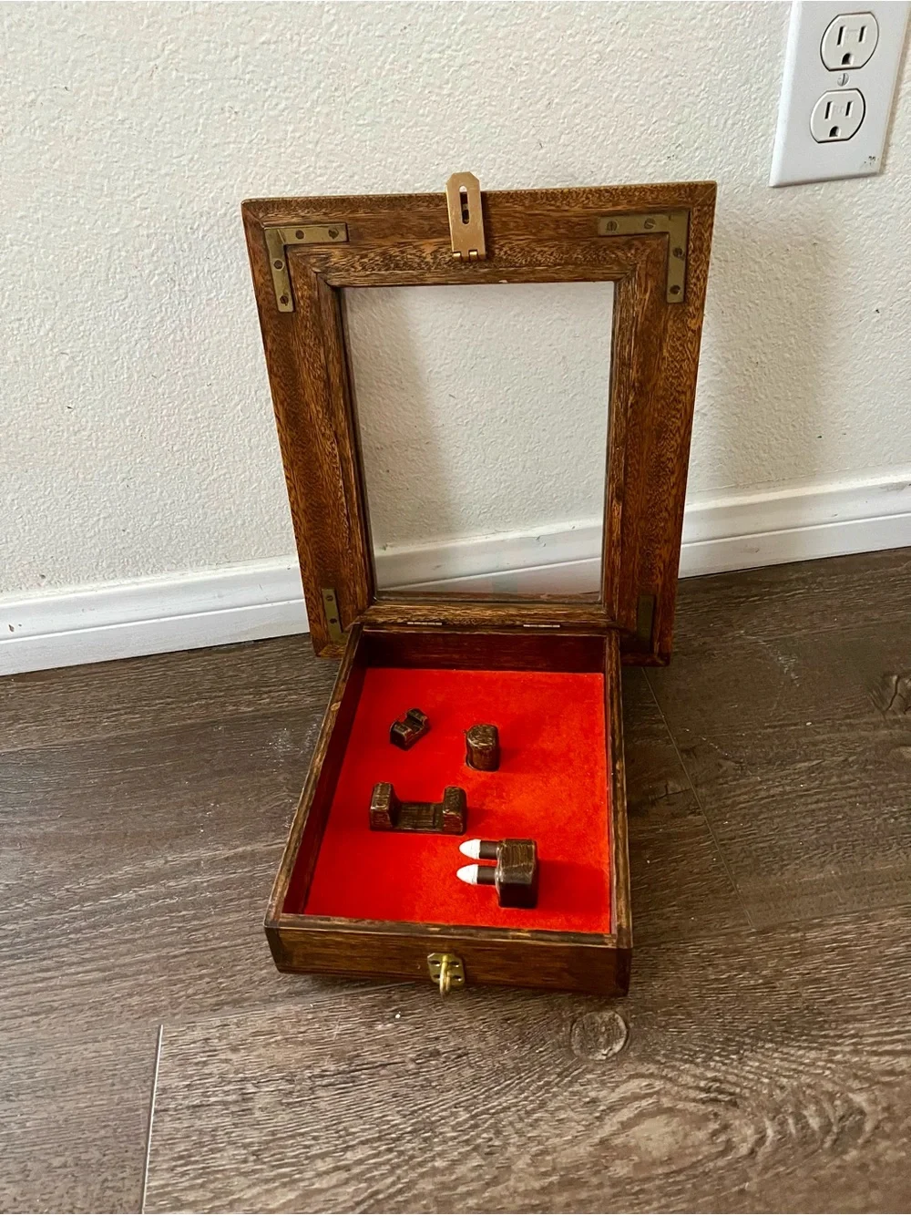 Wood Framed Red Shadow Box Wall Decor